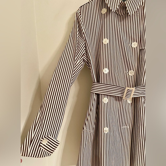Lauren Ralph Lauren Women's Double Breasted Trench Coat Striped Coat Large - Picture 7 of 15